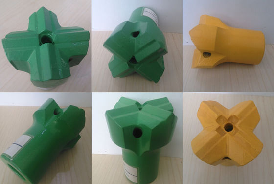 H25 / R38 Flat / Oblique Button Drill Bit , Cross Bit Thread Steel for Tunneling